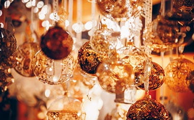 Christmas decorations at a Christmas market